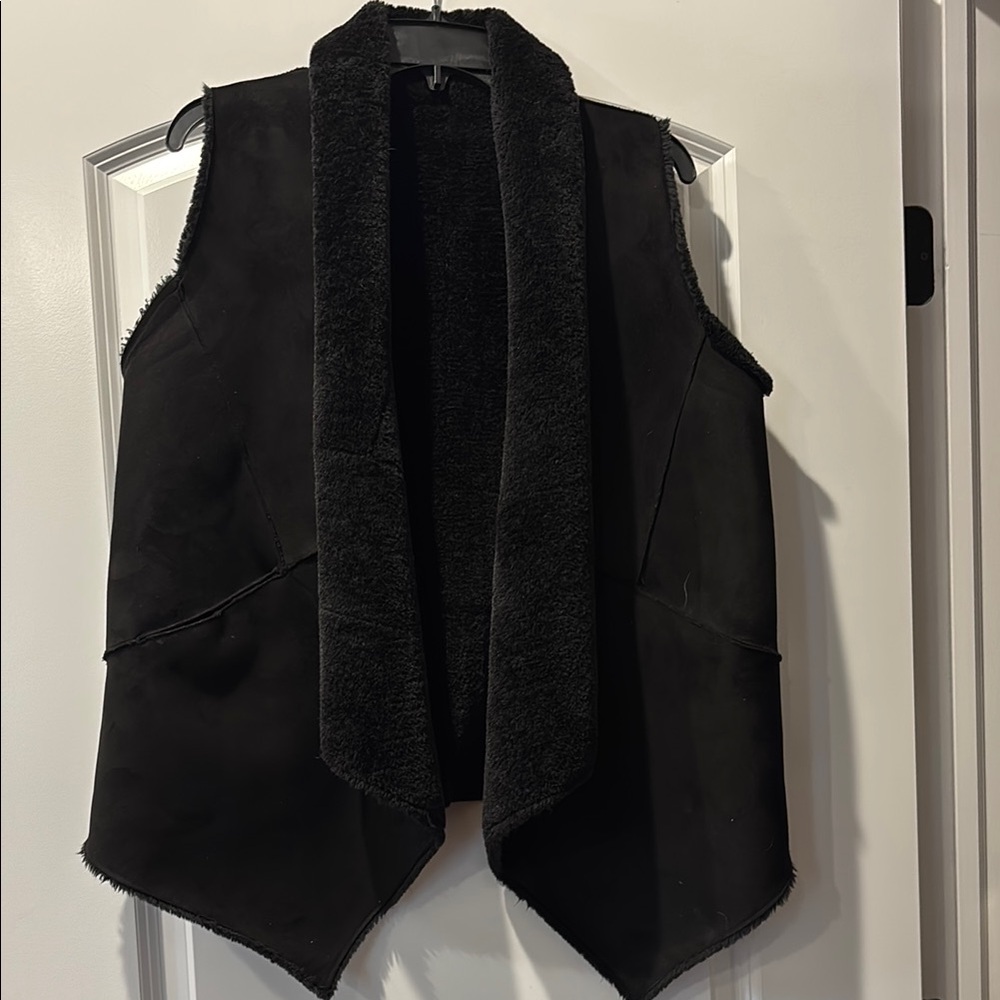 Calvin Klein faux fur and faux suede draped vest